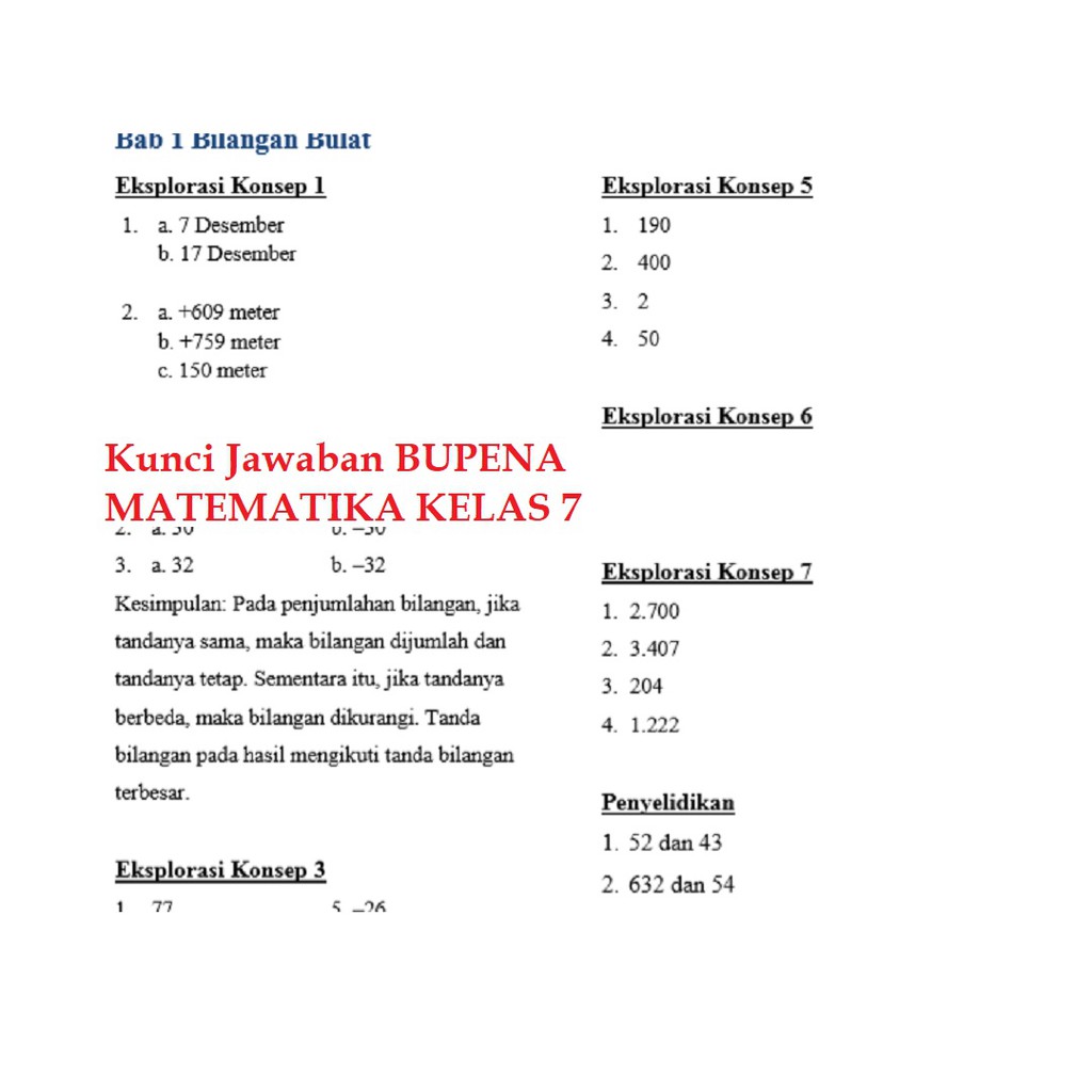 Buku Bupena Matematika Smp Kelas 7 Vii K13 Shopee Indonesia