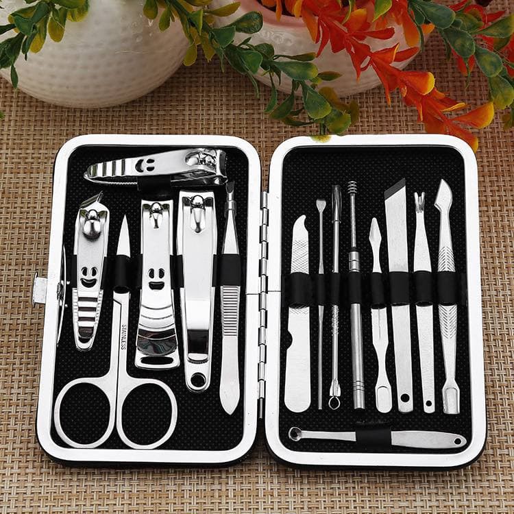 hd gunting kuku dan pembersih kuku set 15 in 1 manicure pedicure stainless steel perawatan kuku