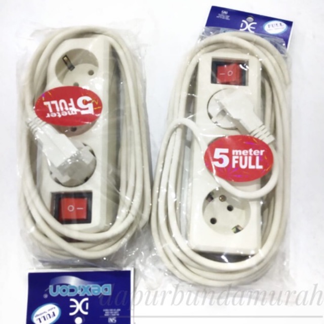 Terminal listrik 3 lubang + kabel 5 meter Dexicon