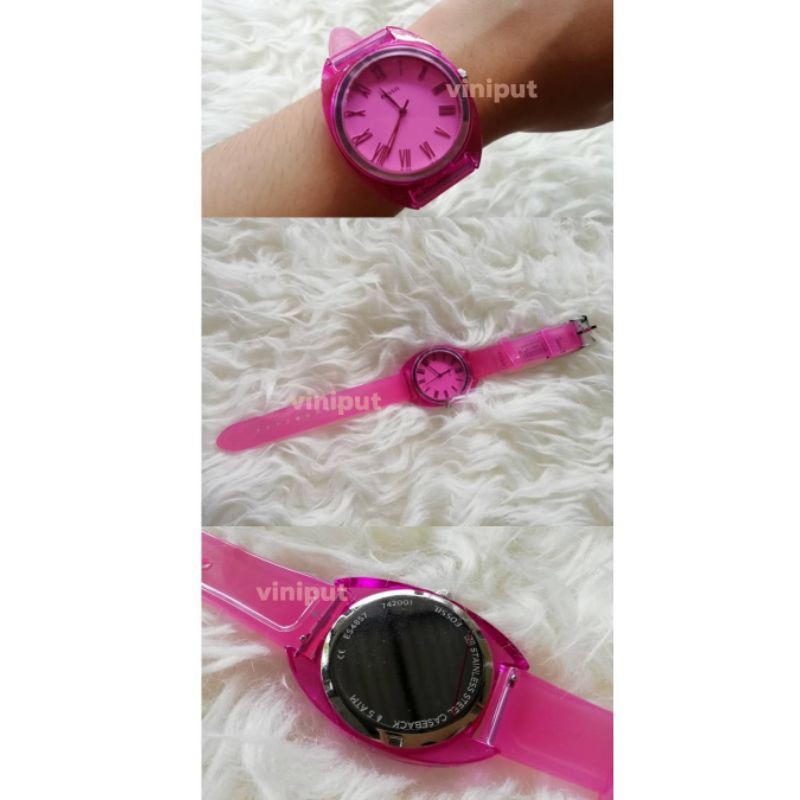 Fossil Jude Three-Hand Pink Silicone Watch ES4857