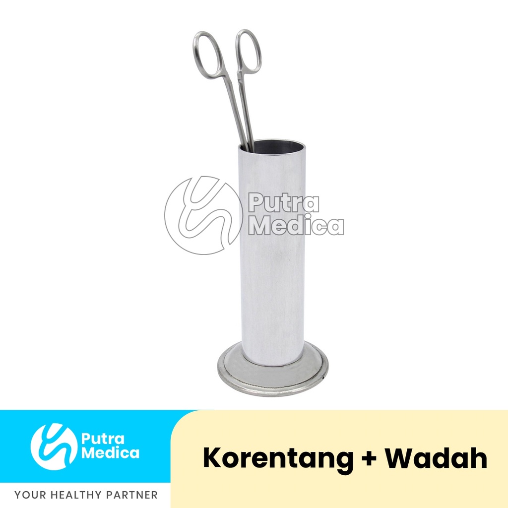 Korentang Pipih + Wadah Stainless / Mayer Dressing Forceps Set / Penjepit Instrument Medis Steril