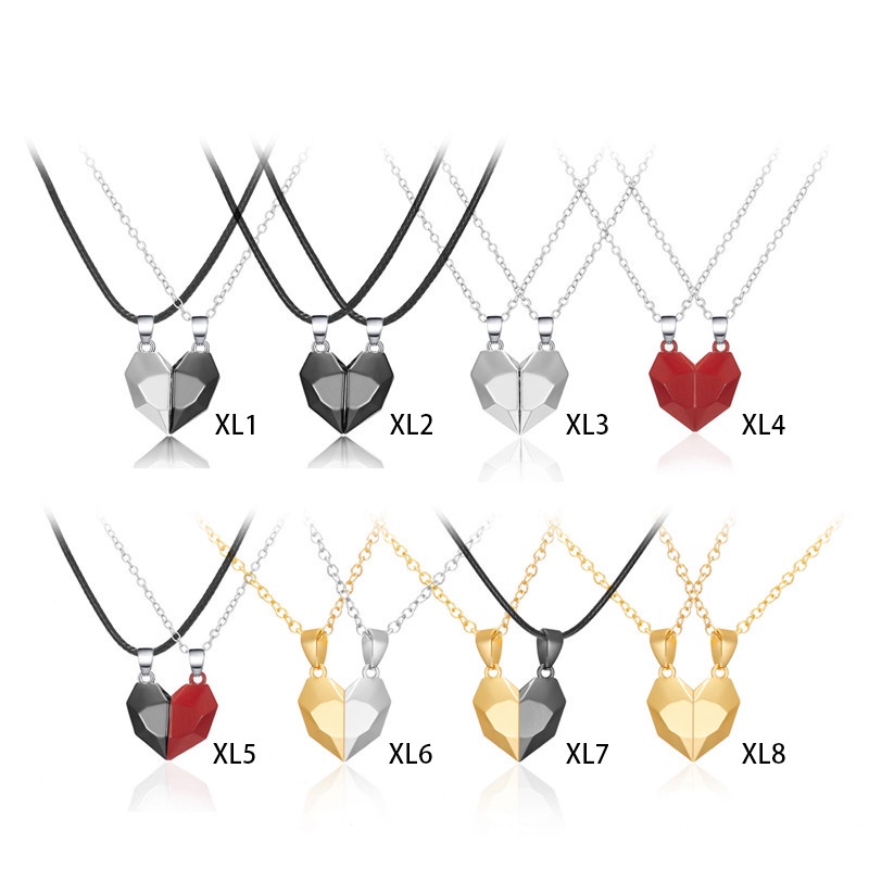 Fancyqube 2pcs Kalung Liontin Hati Magnetik Untuk Wanita