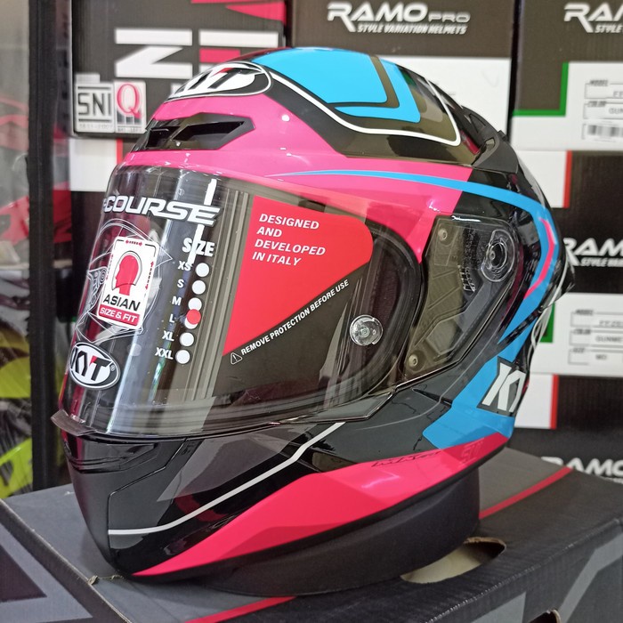 HELM KYT TT COURSE OVERTECH BLACK PINK FUXIA