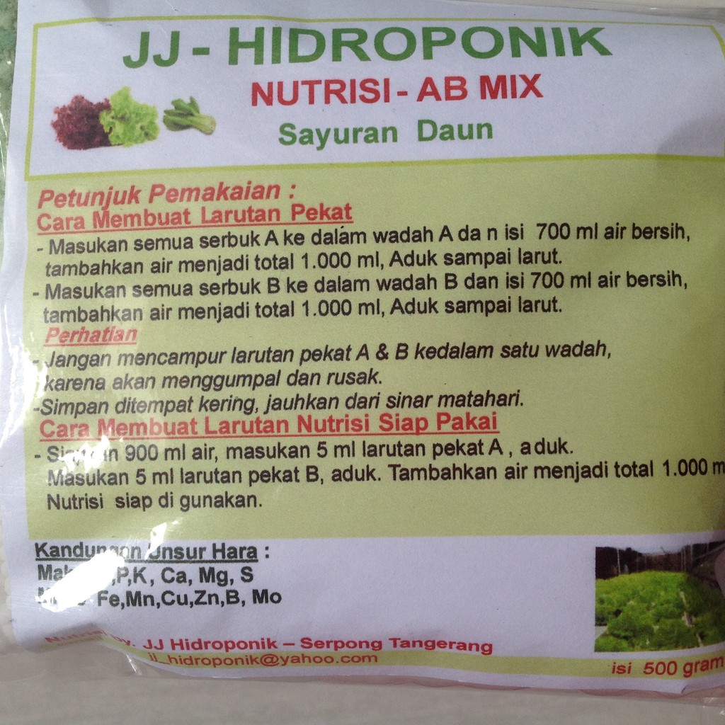 Nutrisi AB MIX  Sayuran Daun 500 gram