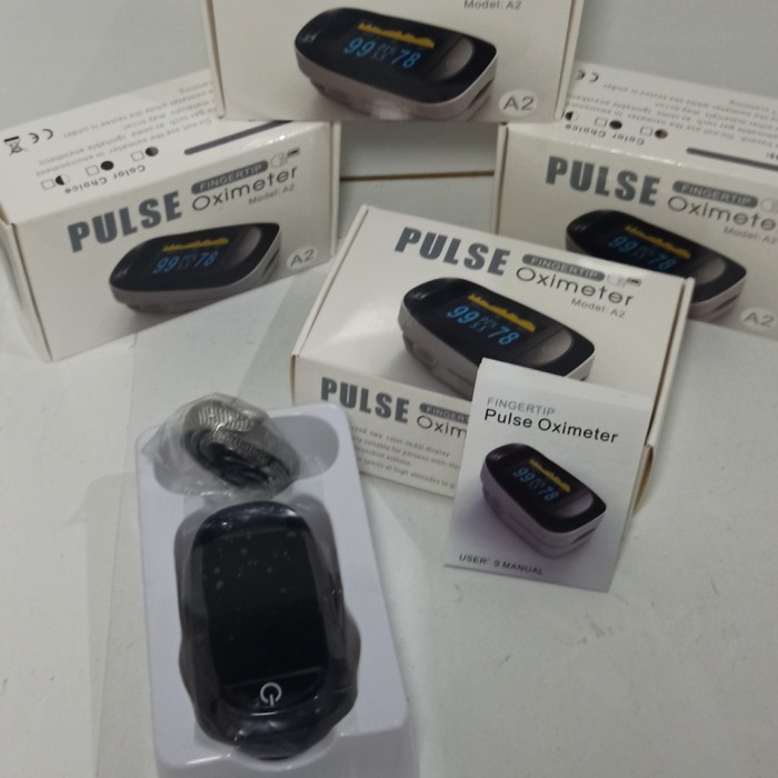 Pulse Oximeter Fingertip A2 hitam Pengukur Kadar Oksigen Detak Jantung Oximeter melalui jari