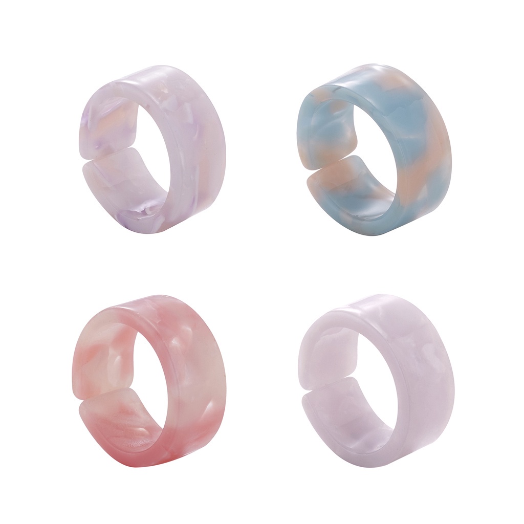 Cincin Model Terbuka Dapat Disesuaikan Bahan Resin Gaya Korea Untuk Pria Dan Wanita