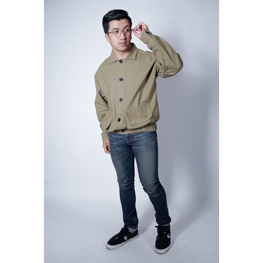 Jaket bomber cowok linen