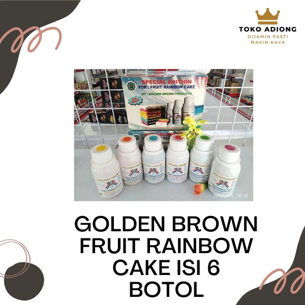 

GOLDEN BROWN - FRUIT RAINBOW CAKE - KEMASAN 1 DOS ISI 6 BOTOL @ 100GRAM