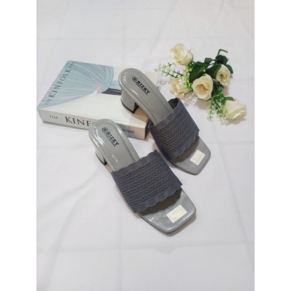 Sandal Wedjes Rajut/Sandal Slop Rajut Hak Tahu 5cm