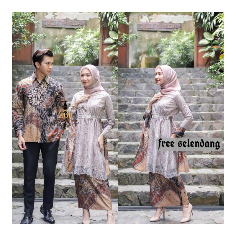 MECA SERIES COUPLE (Brown) Kebaya Couple Modern, Kebaya Tunik Tunangan Lamaran, Kebaya Wisuda