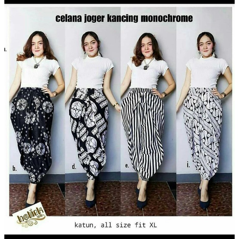 Celana Joger Wanita MONOCHROM Celana Batik Kancing Wanita Casual