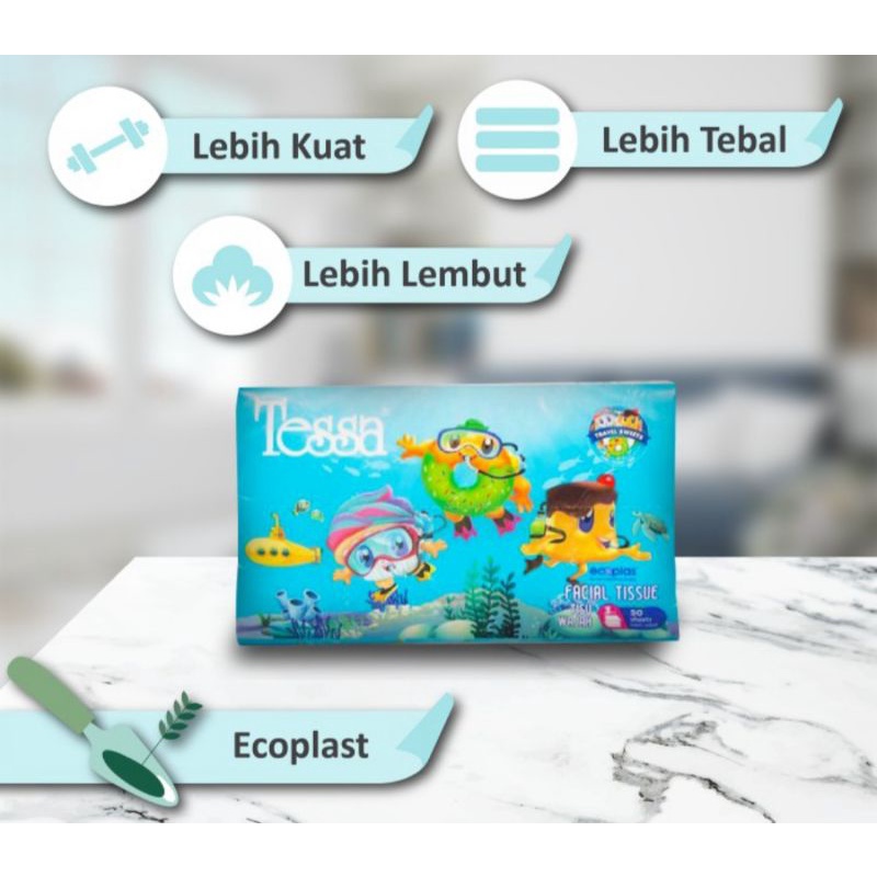 TESSA TRAVEL PACK facial tissue 50s 3ply / tisu WAJAH pocket tesa 50 s 3 ply / tisu lucu tebal