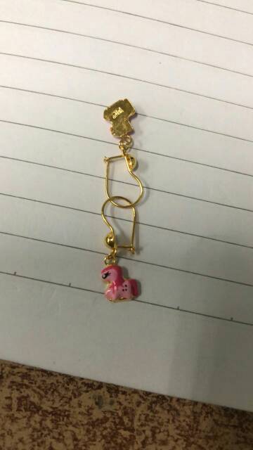 Anting bayi anak boneka hello kitty beruang dora anak dan dewasa emas asli kadar 700 70% pony poni unicorn pink