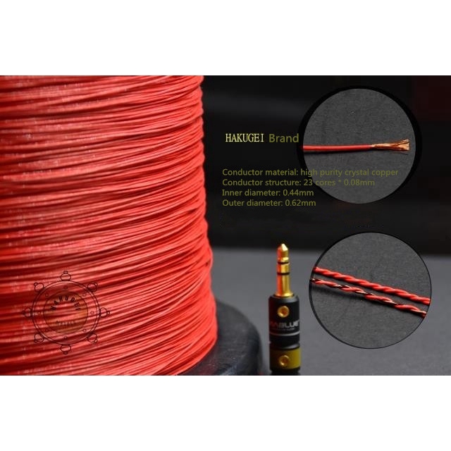 Teflon 6N Kabel Tembaga Murni 23 Core OD: 0.62mm hakugei untuk 6meter