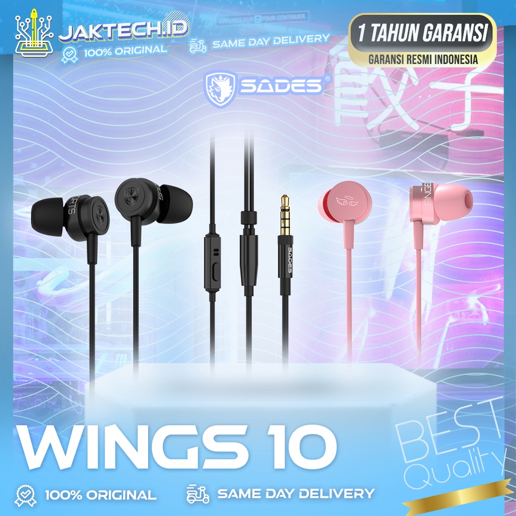 Sades Wings10 Earphone Gaming / Wings 10 Black / Pink / Angel ORIGINAL