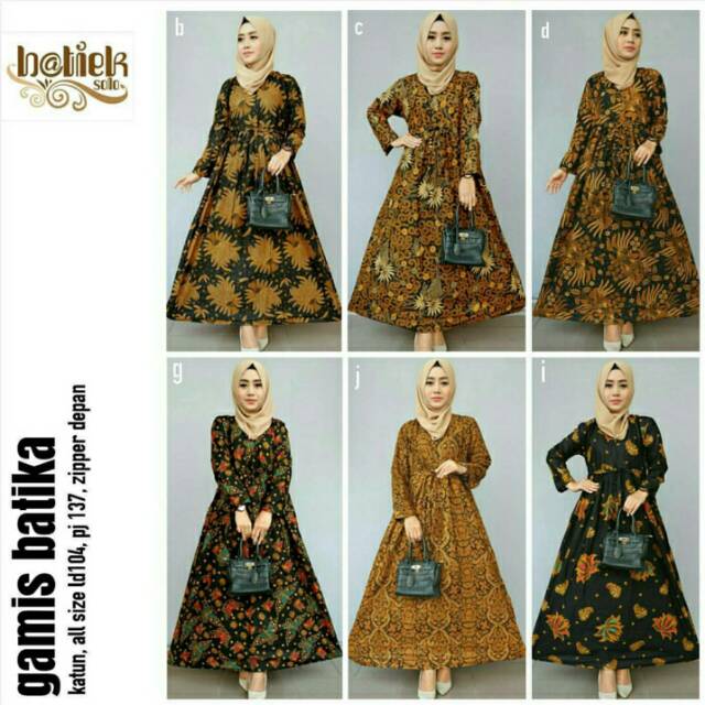 GAMIS BATIKA SOGAN MOTIF LONGDRESS ETHNIC MUSLIM KONDANGAN SERAGAM BRIDESMAIDS ALINE SANTIKA