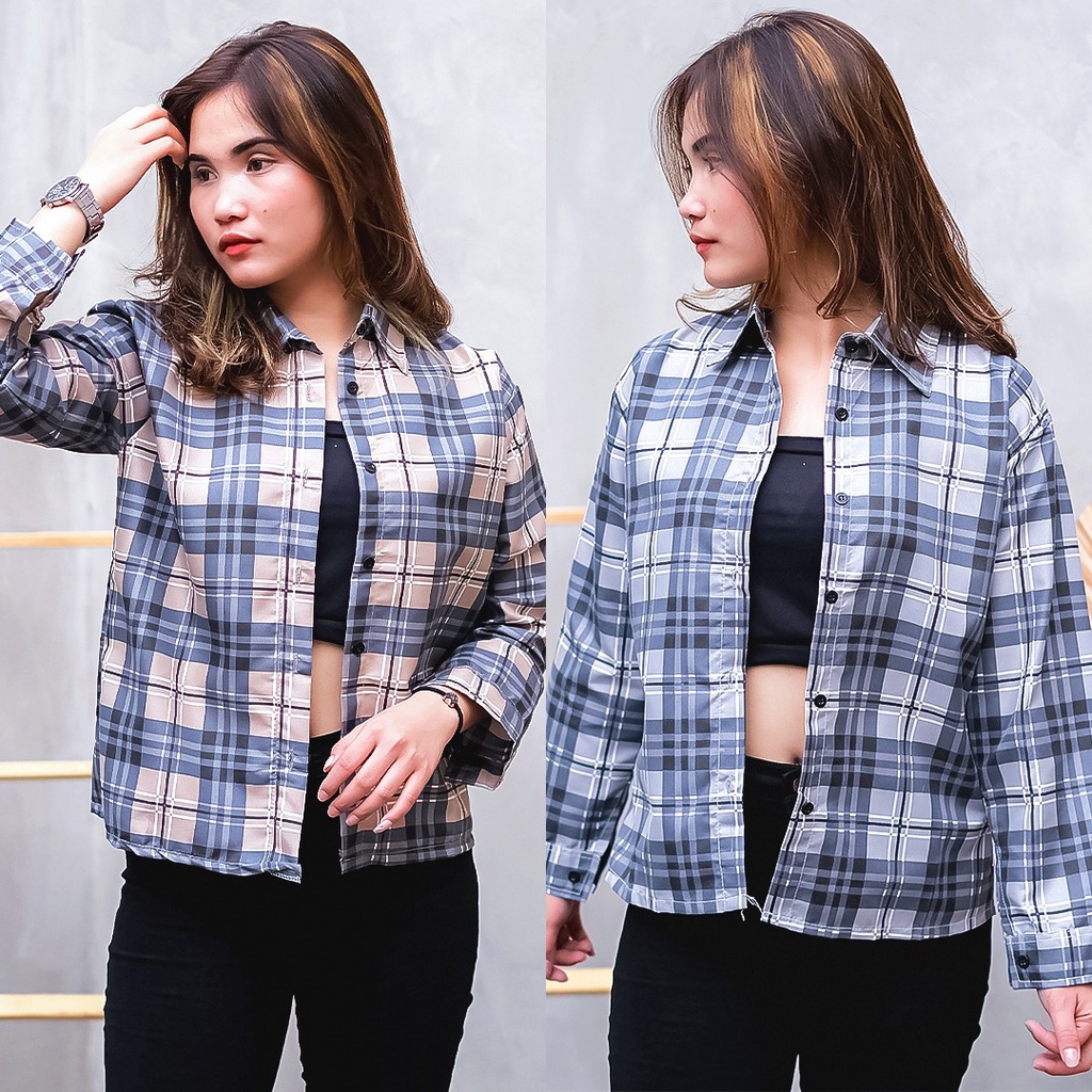 Weijia Fashion OOTD Wanita Kemeja YORA / Kem Long Evolet / Kemeja Remaja Kekinian / Kemeja Wanita Ko