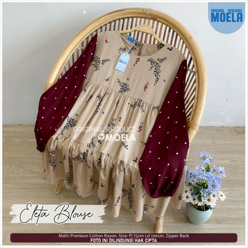 ELETA JIOLA KIKEN IMASI MIUTI NISLA OIRIS PIPRE BLOUSE BY MOELA BERLABEL | BAJU ATASAN BLOUSE WANITA JUMBO MOTIF BUNGA ABSTRAK CANTIK OOTD KEKINIAN TRENDY | LD 100-2