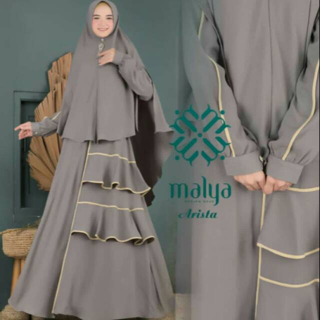 Gamis Syari Muslimah Polos Babycrept Arista Ori by Humaira