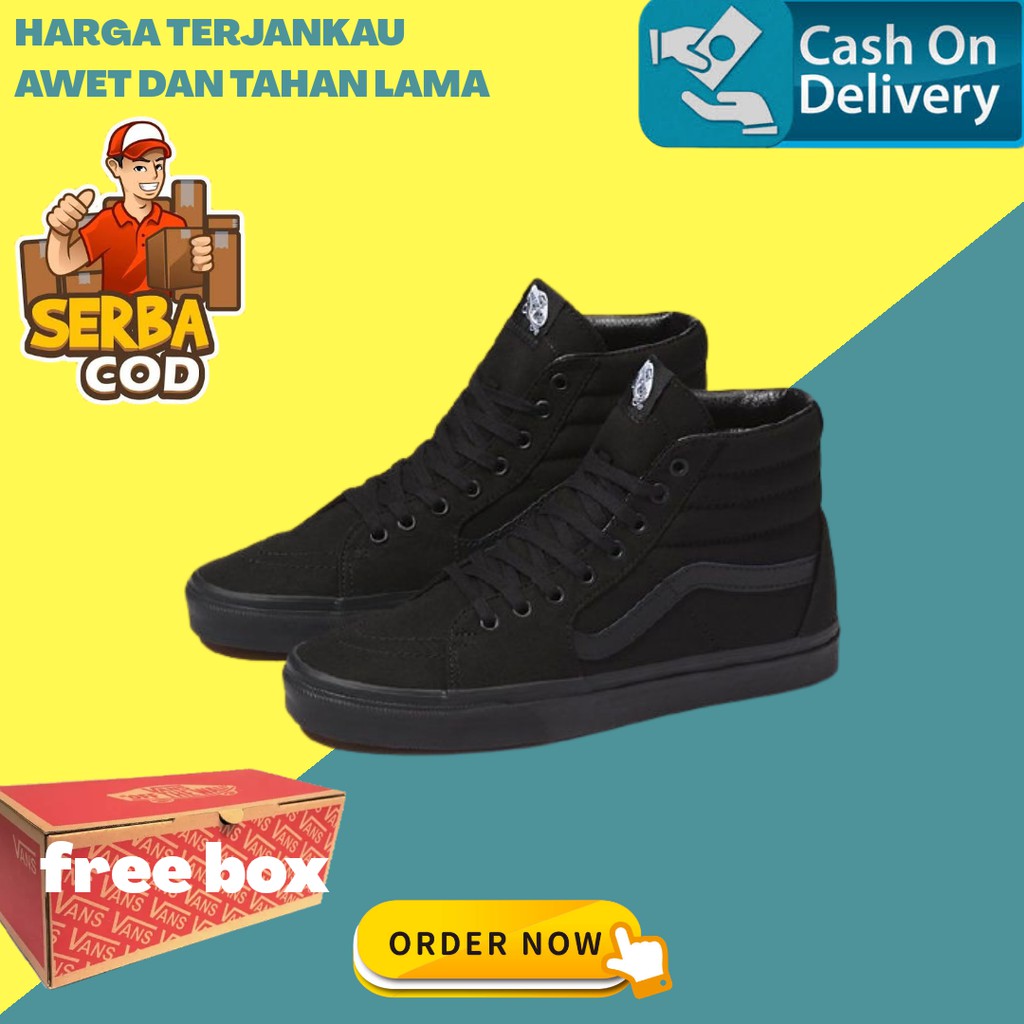 SEPATU VANS SK8 HI FULLBLACK VANS SK8HI SEPATU VANS PRIA VANS WANITA SEPATU PRIA VANS WANITA HITAM