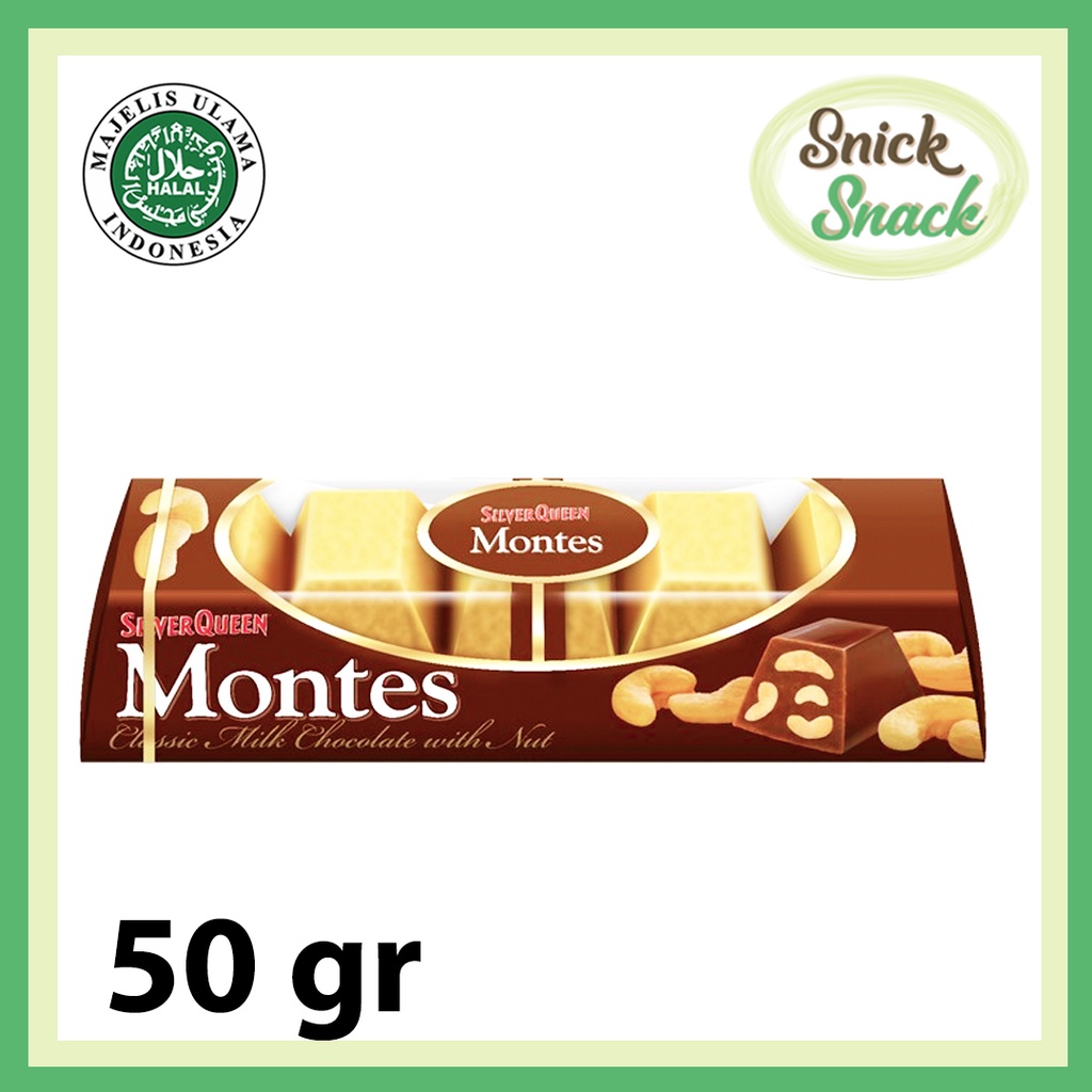 

SilverQueen Montes 50 gr Coklat Silver Quin Dengan Kacang Mede