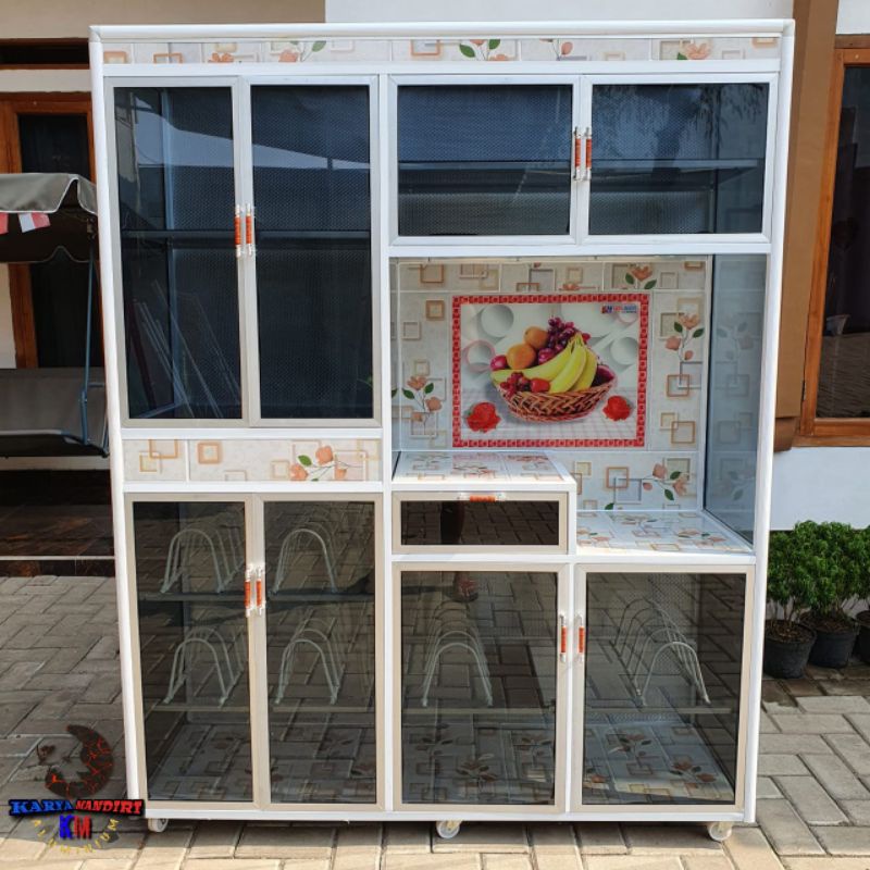 Rak dapur / Rak Piring Aluminium 4 Pintu box