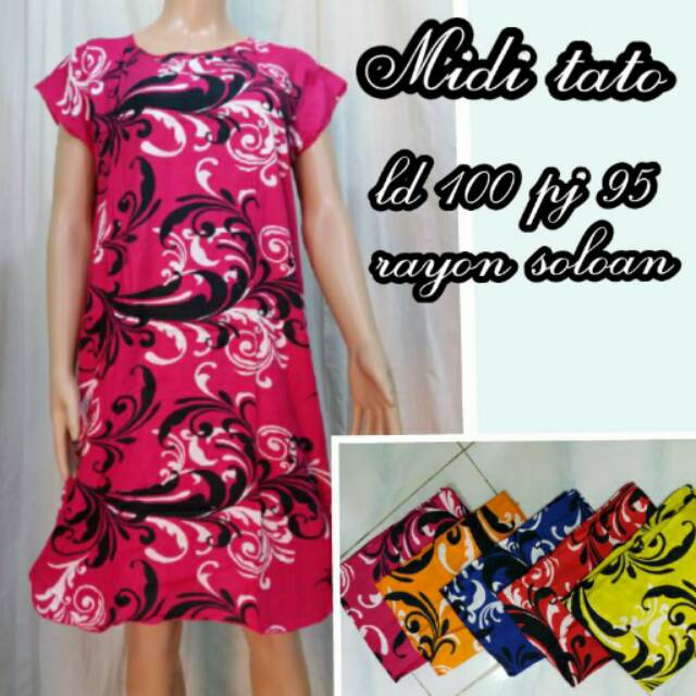 Daster Midi Tato Ethnic Batik Mini Dress Adem Nyaman Santai Pantai