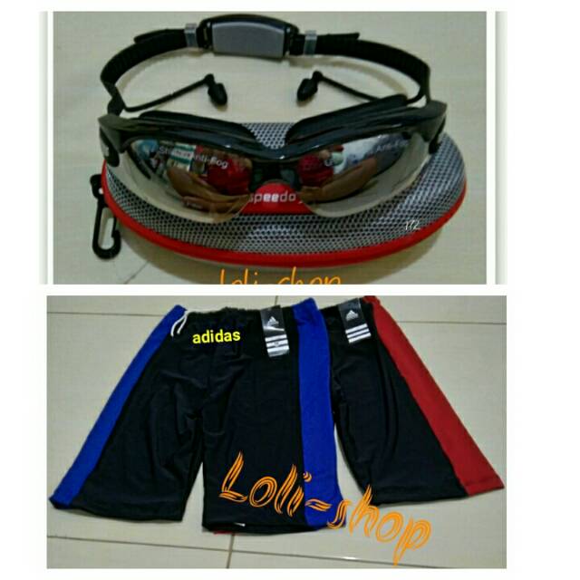 KACAMATA RENANG SPEEDO S 172 + CELANA RENANG ADIDAS