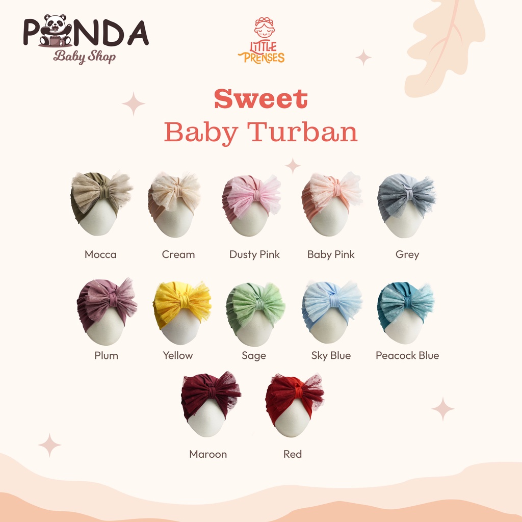 Little Prenses Sweet Baby Turban - Turban Baby Anak Bayi Newborn 0 6 Bulan Girl Anting 2 3 5 Tahun Perempuan Lucu