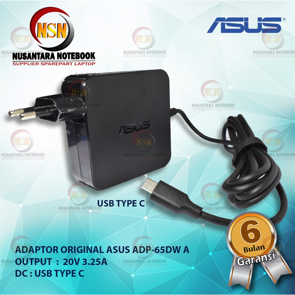 Adaptor Original Asus ADP-65DW A ADL-65A1 AC65-00 20V 3.25A USB TYPE C