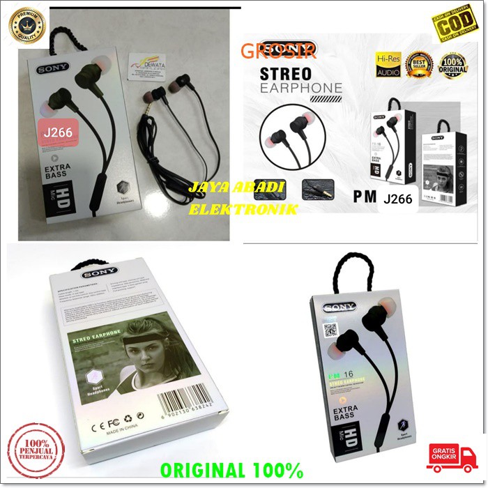 J266 SONY HEADPHONE HEADSET HANDFREE CABLE KABEL EARPHONE MUSIK TELPON HO HANDOHONE AUDIO SUATA SMULE KARAOKE ANDROID UNIVERSAL MULTI 3.5MM BASS BASS BISA KE SEMUA MEREK HP SUARA JERNIH BUAT MUSIKAN TIDAK BERISIK SANGAT REKOMEMDED BANGET