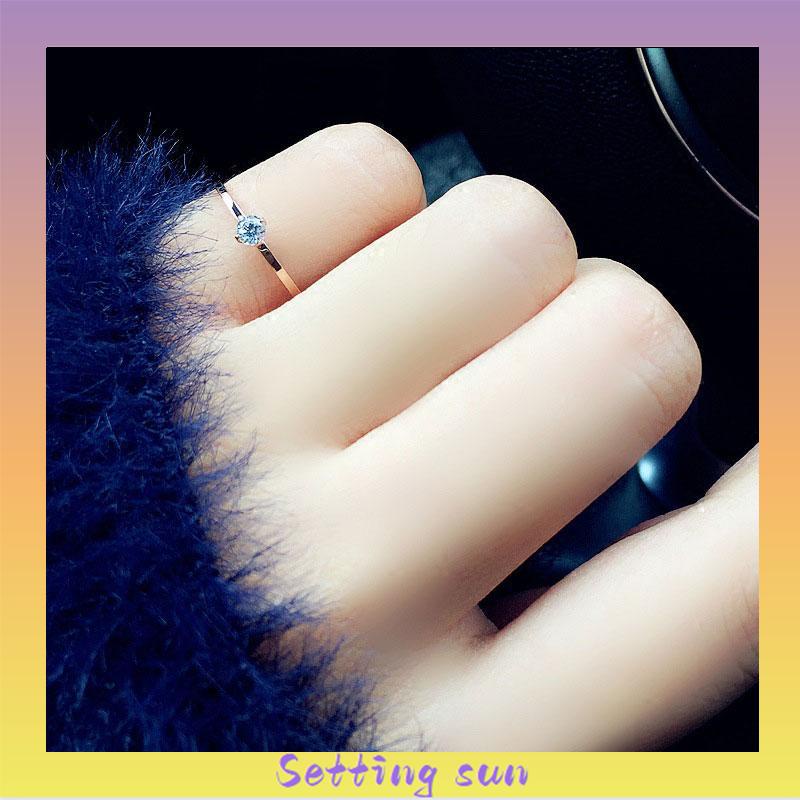 1 Pc Cincin Berlian Korea Mawar Emas Empat Cabang Baja Titanium Cincin Perhiasan Wanita TN