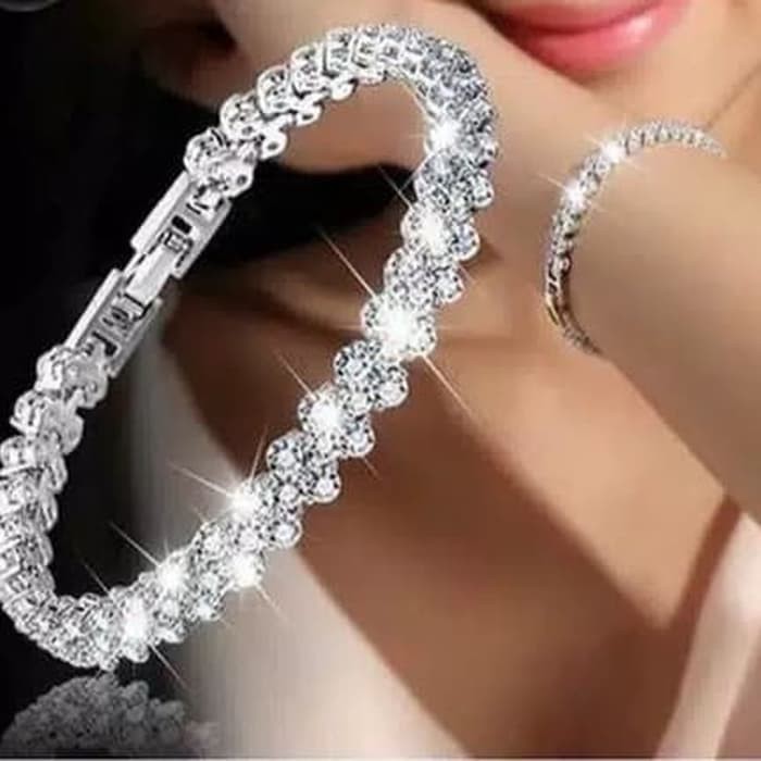 Gelang Korea Kristal Berkilau Tiga Warna