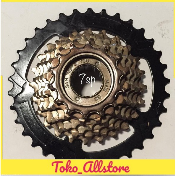 sproket freewheel gear gir 7 speed Ulir drat megarange NING BO SAN YOU 14 - 34 t