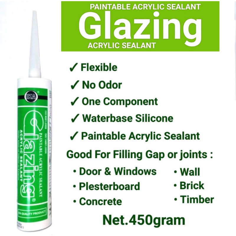 Glazing Acrylic Sealant Paintable White &amp; Grey 450gr