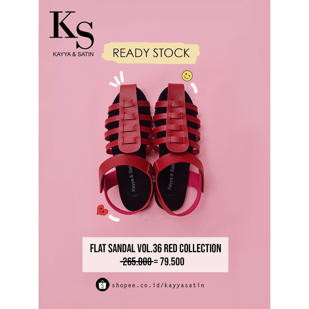 FLAT SANDAL KODE VOL 36 RED COLLECTION