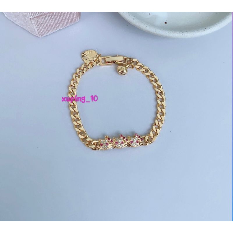 Gelang Xuping Gold Gelang Tangan Anak Rantai Permata Silang Silang GA06