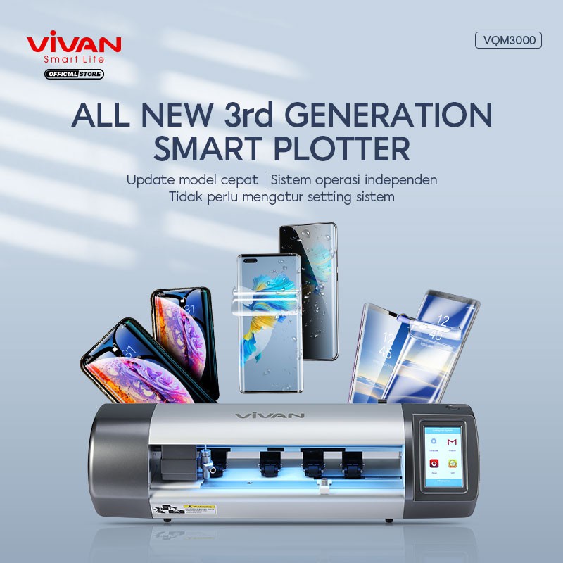 MESIN CUTTING ANTI GORES HDYROGEL VIVAN VQM3000 UNTUK SEMUA TYPE SMARTPHONE - ORIGINAL GARANSI 1 THN