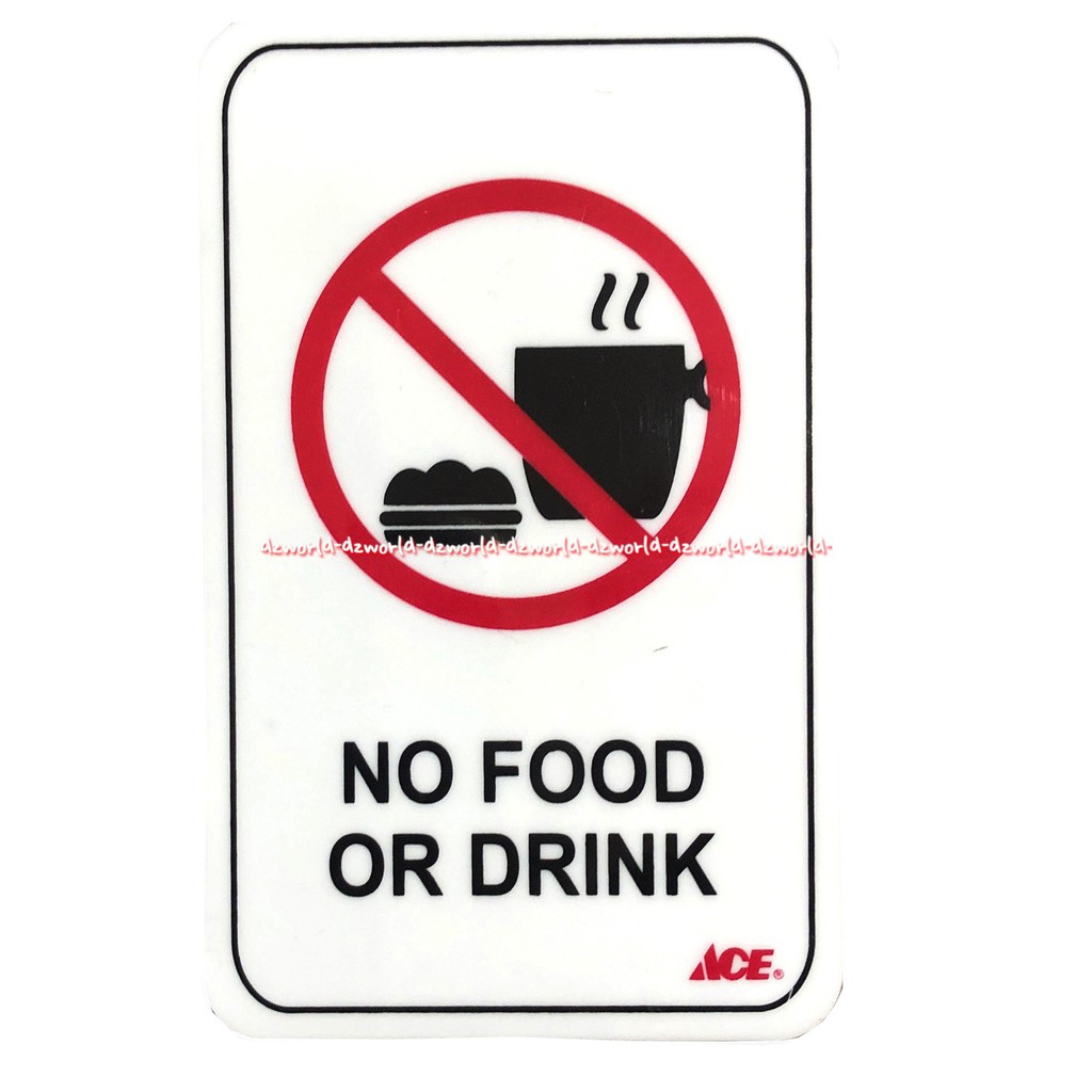 Kris Sign No Food Or Drink Acrylic Stiker Tanda Nofood Or Drinks Sticker Dilarang Makan &amp; Minum Di Ruangan Akrelik Putih Tebal Anti Air