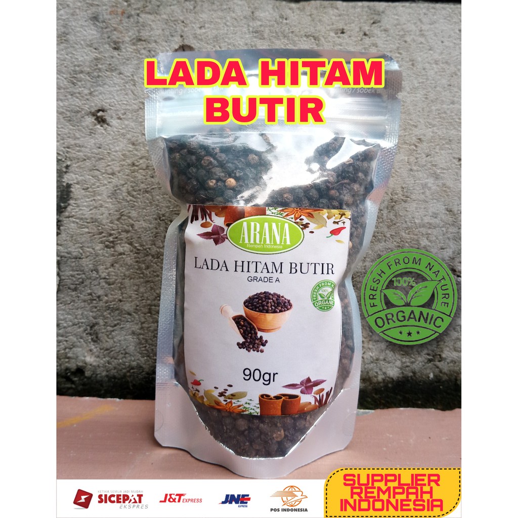 

Lada Hitam Butir Kualitas Eksport 90gr Grade A | 100% murni Kemasan Klip ziplock