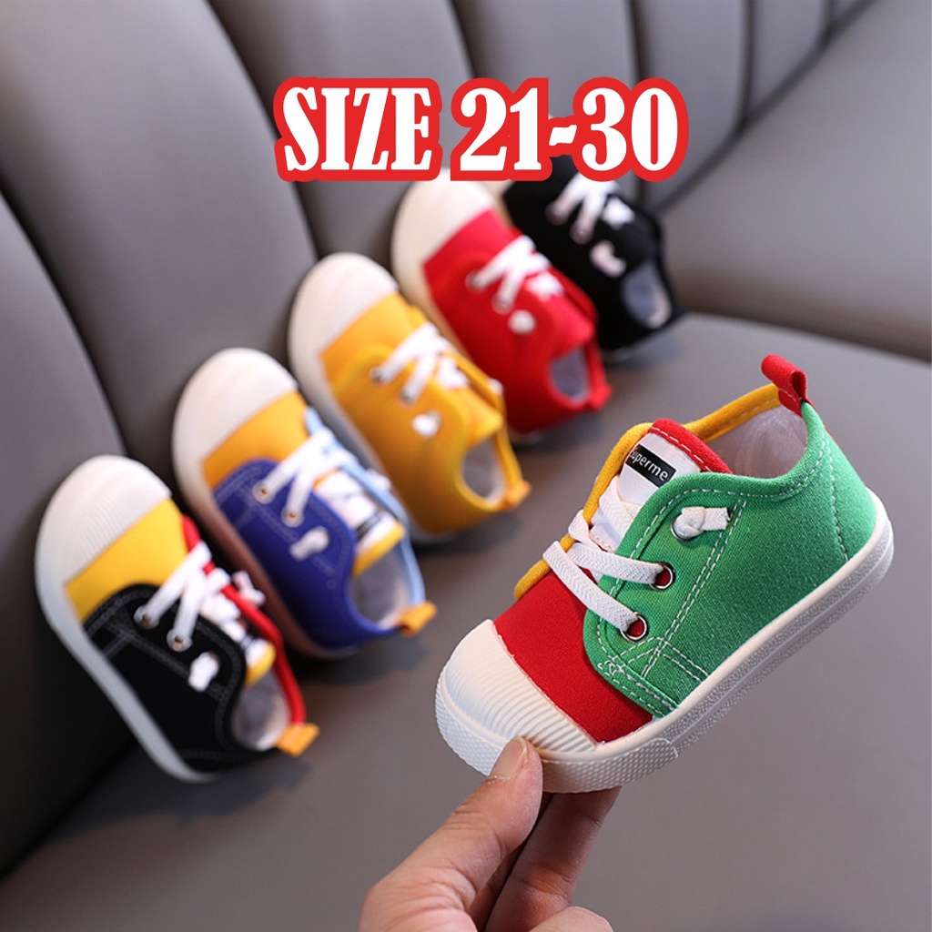 Sepatu Sneakers Canvas Anak Import Casual Bahan Karet Lentur