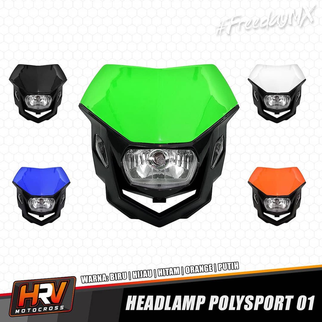 Headlamp Reflektor Lampu Depan Polisport 01/02 Trail Supermoto Hitam Biru Hijau Merah Orange Putih