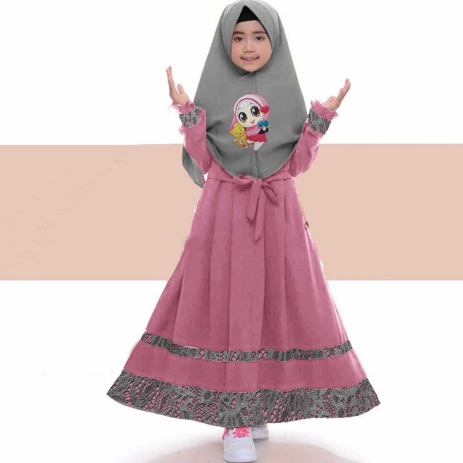 HOPYLOVY - Gamis Anak Two Tones Tisha Kids dengan Lampu LED