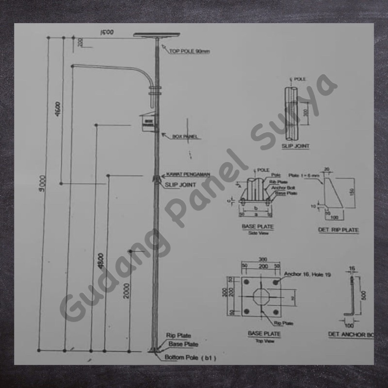 PREORDER Tiang Lampu PJU Tenaga Surya 9Meter Tiang Lampu PJU 9meter 9m Tiang Lampu PJU Oktagonal Sin