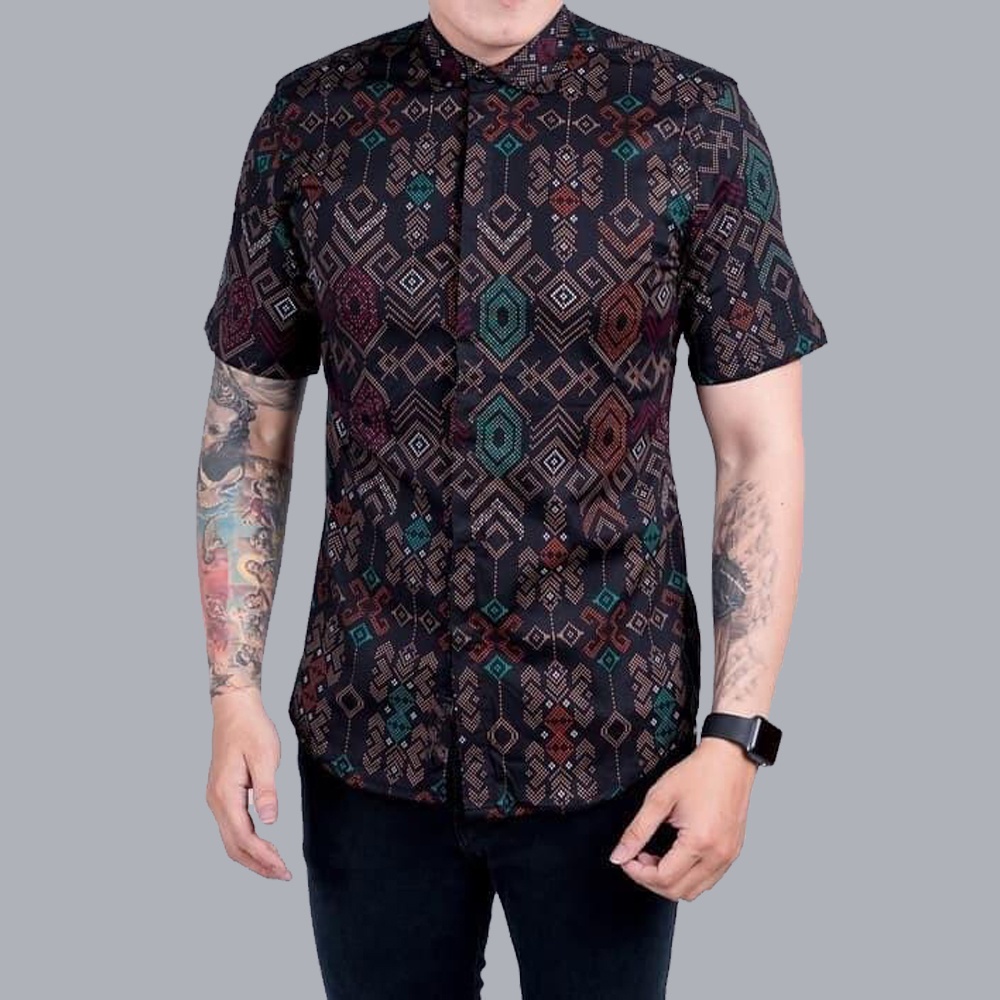 Maciku Store Kemeja Batik Songket Pria Lengan Pendek Best Seller