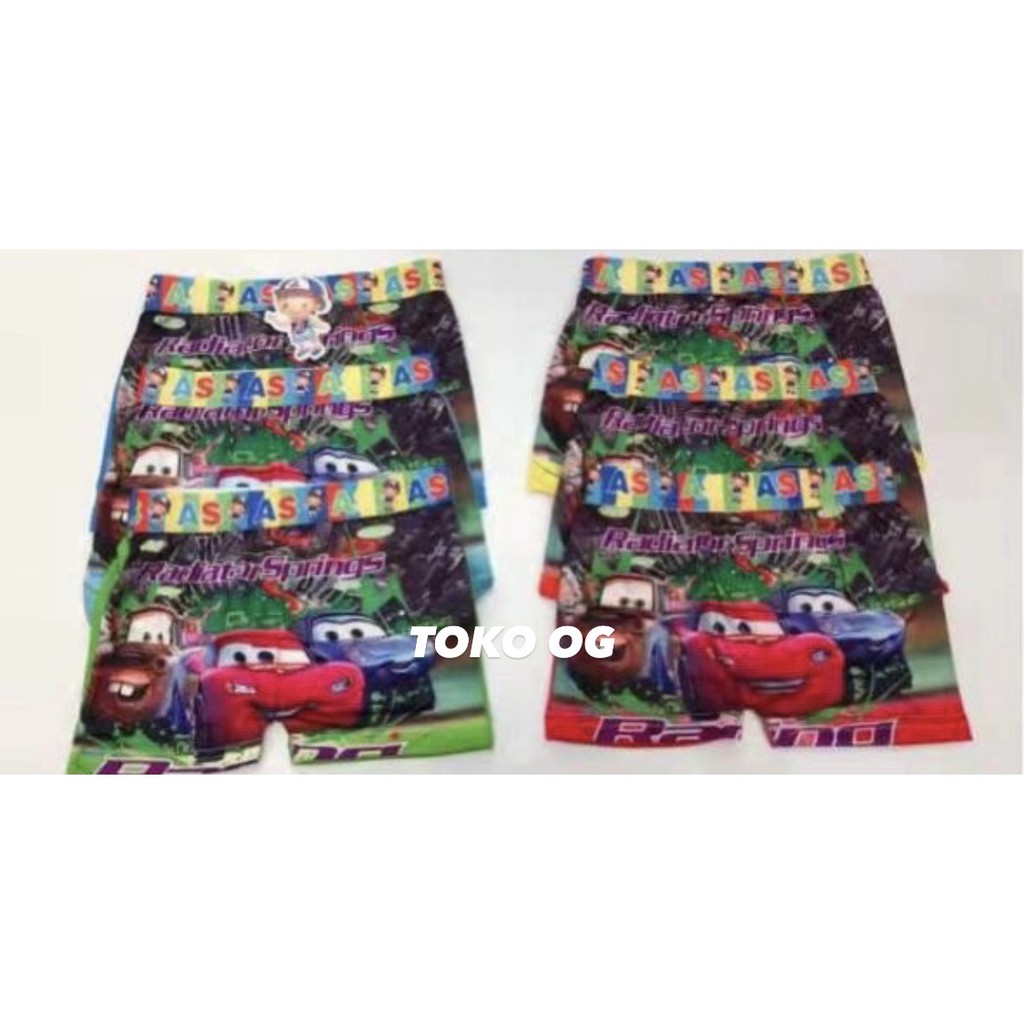 BOXER ANAK COWOK IMPORT KARET BESAR MURAH SUPERHERO CARS AVENGERS SEGIEMPAT SPIDERMAN BATMAN