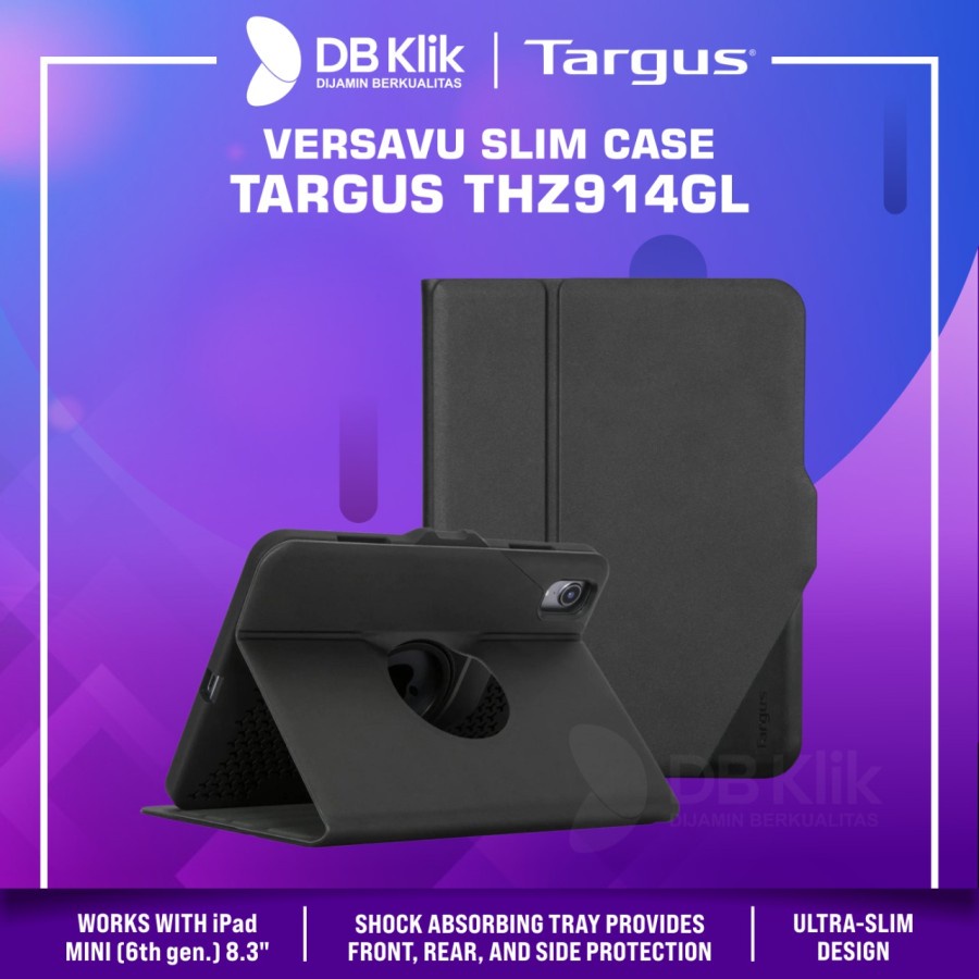 Versavu Slim Case TARGUS THZ914GL for New Ipad Mini (6th Gen) Black