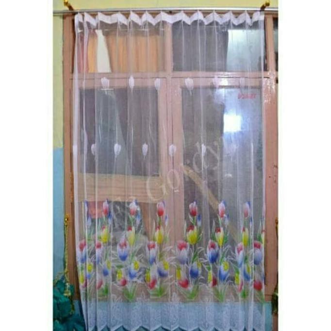  Gorden  Terbaru Vitrase  Ukr 200X190 Vitrase  Bunga Tulip 