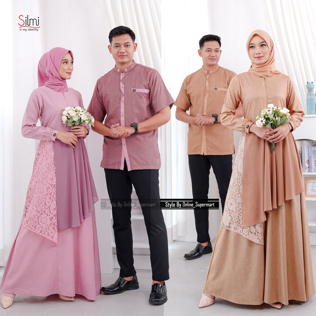 Gamis Brukat Couple Pesta Brukat Branded Terbaru