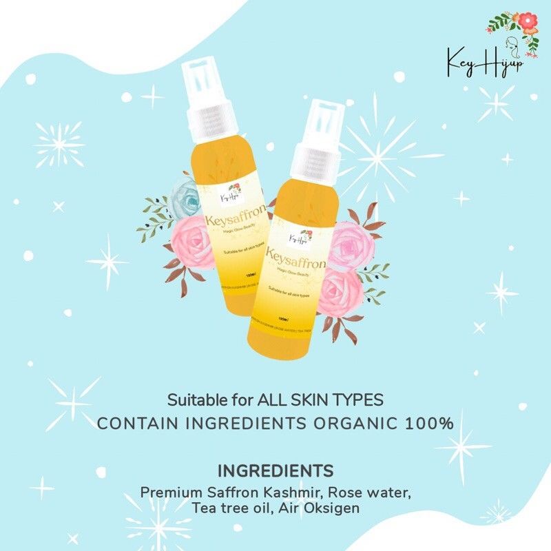 KeySaffron Facemist glow beauty 100ml ORIGINAL(Free Gift)